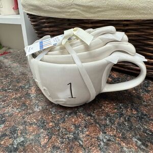 Rae Dunn spring flowers tea cup Cream Ceramic Measuring Cups